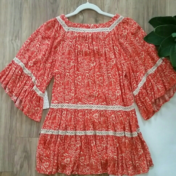 NWT Free People | orange boho flowy tunic | XS - Picture 4 of 5